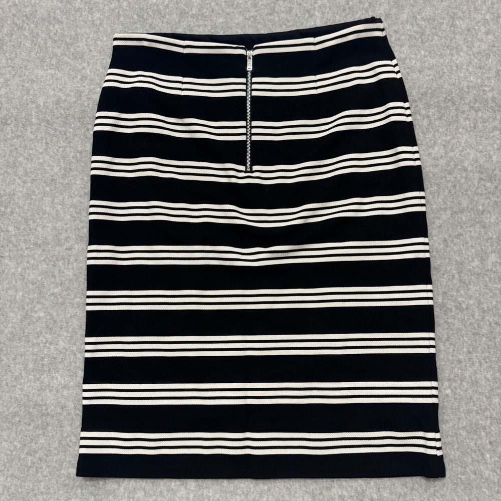 Adrianna Papell Black White Striped Pencil Skirt M Lined Office Work Business - Picture 7 of 8